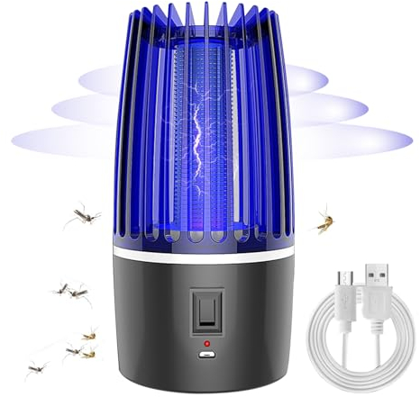 Undres Insektenvernichter, 5W Insektenvernichter elektrisch, Mückenlampe, Mückenfalle, Mückenschutz, Ausgestattet mit einem wiederaufladbaren 4000-mAh-Akku und einem USB-Ladekabel, Stromschutz.