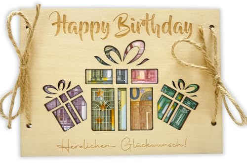 Geldgeschenke Geburtstag, Originelle Geburtstagskarte Geldgeschenk aus Holz, Coole Geldgeschenke Verpackung Geldkarte Geburtstag