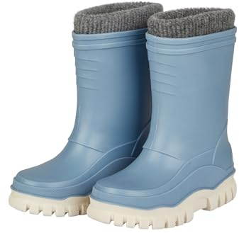 Sterntaler Gummistiefel uni gefüttert - Jungen Kinder Regenstiefel mit herausnehmbarem Innenschuh - warme, wasserdichte Kinderstiefel - Matsch- und Regenschuhe, blau, Größe 27