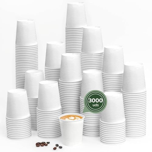 Horeca Collection Lot de 3 000 gobelets à café blancs, 166 cc, pour distributeurs automatiques et manuels, machines à café, distributeurs automatiques