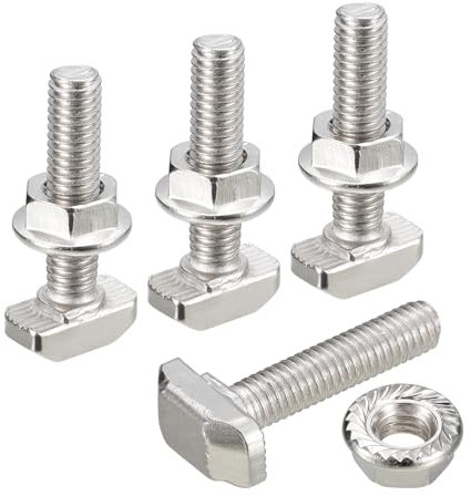 QUARKZMAN M6x30mm T-Nut und M6 Sechskantflanschmuttern-Set, 20 Sets Hammerkopf T-Bolzen T-Form Stift Schiebeschraube für 30er Serie Aluminiumprofil