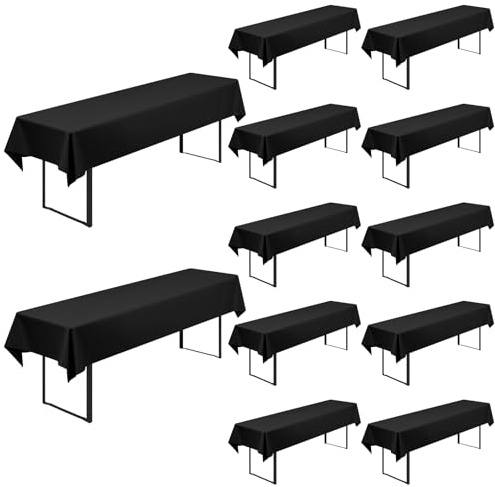 12 Stück Biertisch Tischdecke Universal für 50cm u.70cm Biertische Hussen für Biertisch Biertischhussen Blickdichte Biertisch-Husse Bierzeltgarnitur Waschbar Biertischdecke 100x250cm(Schwarz)