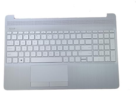 Replacement for HP 15-DW 15S-DU 15S-DY 15-DW0081WM HP 15-DW1081WM 15-DW1083WM 15-DW0083WM Laptop Upper Top Cover Case Palmrest Non-Backlit Keyboard Touchpad Assembly Part L52023-001 Sliver