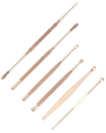 minkissy Edelstahl Ohrlöffel 6 Stück Rosegold Wachs Entferner Ohrenschmalz Picker Doppelseitig Sicher Medizinisch Geeignet Für Sanfte Reinigung