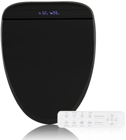YOURLITE Toilettensitz Intelligenter Smart Schwarz, WC Sitz mit Absenkautomatik, Elektronischer Bidet Toilettendeckel, WC-Deckel Beheizt mit Düse, Warmlufttrocknung, Leicht zu Reinigen