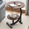 Gemsaya 2 Tier C Shaped Round End Table Narrow Side Table, Side Table Wooden with Steel Frame, Small Sofa Side Table, Slim Coffee Couch Bedside Tabletop Diameter 40cm for Living Room, Bedroom (Walnut)