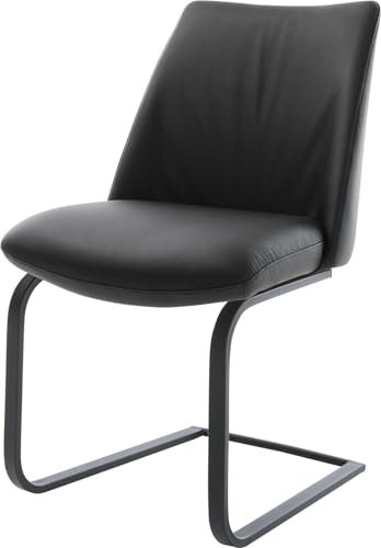 Schwingstuhl Elso-Flex Freischwinger flach Schwarz Echt-Leder Schwarz