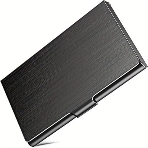 JOYIAL Visitenkartenetui 1Stück Edelstahl Visitenkarten Etui für Männer & Frauen, Ultradünner Business Card Case Pocket Kartenetui Metall, Kartenhalter, Visitenkarten Aufbewahrung Box(Schwarz)