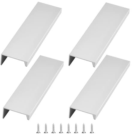 Ndjiloik 10 Stück Versteckter Türgriff Schrankgriffe Möbelgriffe Moderne Küchengriffe Aluminium für Kleiderschrank Tür Schubladen,Silber,Gesamtlänge 200MM