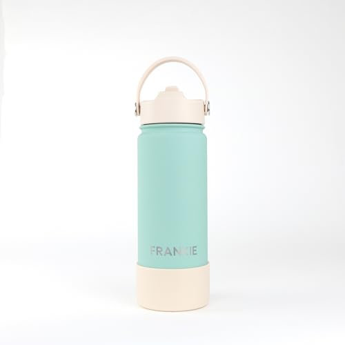 cribstar Personalised Insulated Straw Water Bottle | Stainless Steel | Laser Engraved | 12 Hours Hot & 24 Hours Cold | Vaccum Flask | Straw Lid | BPA Free (Sea Foam - 180z/500ml)