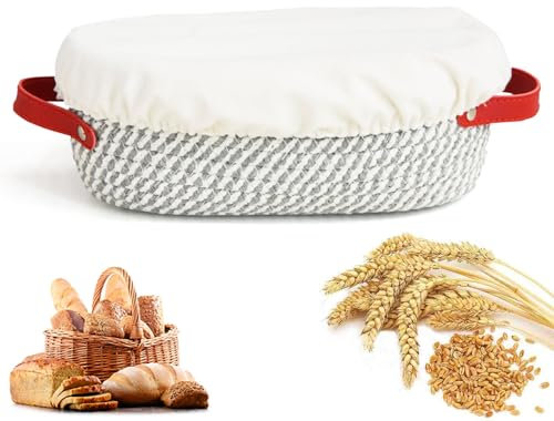 Banneton Bread Proofing Basket, Banneton Basket Sourdough Proofing Basket with 2 Fabric Covers, Proofing Bowls with Liners for Professional and Home Bakers (10 inch,Oval)