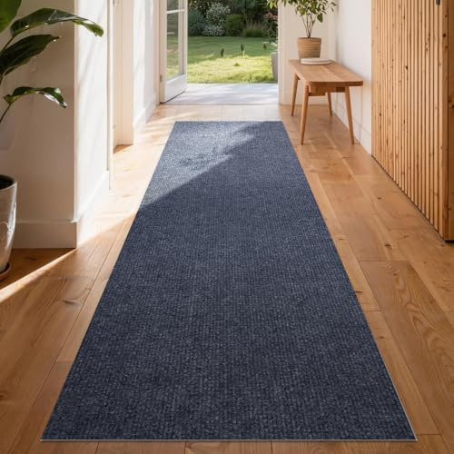 Homwiz Läufer Flur rutschfest, 180x60cm Teppich Innen, Dunkelgrau | Waschbar, Ohne Kleben, Wiederverwendbar, Küchenläufer, Teppich Läufer Lang für Eingang Schlafzimmer Wohnzimmer Flur
