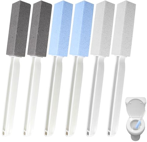 6 Pack Pumice Cleaning Stone Long Handle Toilet Bowl Cleaner Toilet Pumice Brush for Removing Bathroom Kitchen Bowl Ring Pool Stains
