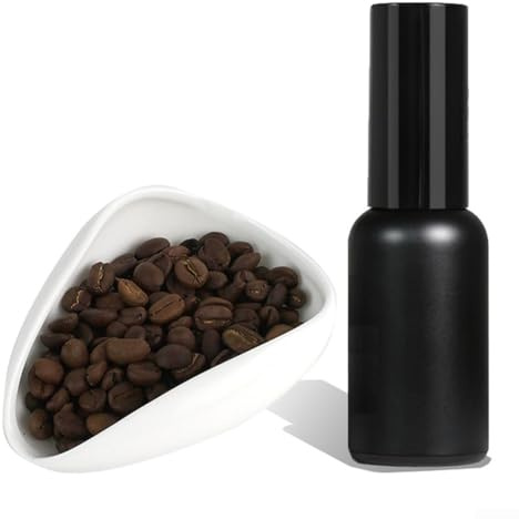 Eawfgtuw Coffee Bean Dosing Set - Anti-Static Spray Bottle 30G Measuring Cup Inward-Curved Tray Wide-Mouth Pouring Cup For Espresso Pour-Over Cold Brew(White)