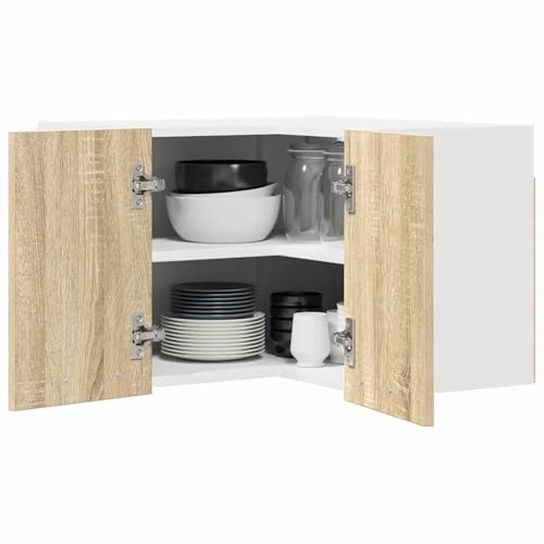 vidaXL Hängeschrank Sonoma-Eiche und Weiß 57 x 57 x 40 cm, Moderne Küchenschränke, rechteckig, viel Stauraum, langlebige Materialien, Coole Lösungen für Deine Wohnung