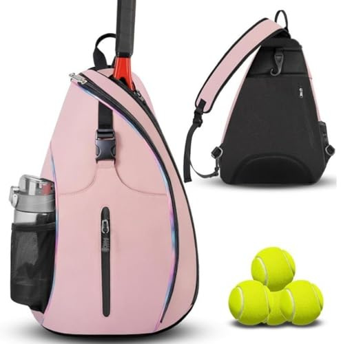 Sac de Tennis pour 2 Raquettes, Sac à Dos de pagaie de Tennis, Raquette de Badminton, Sac de Transport pour Raquettes, Sac à Main pour Tennis, Pickleball, Badminton(Rose)