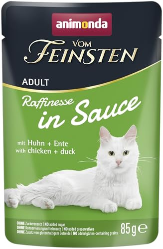 animonda Vom Feinsten Adult Katzenfutter in Gelee Huhn & Ente (24 x 85 g) | Katzen Nassfutter mit Taurin und Vitamin D3, ohne Zusatz von Soja, Zucker und Konservierungsstoffen, 24 Portionsbeutel á 85g
