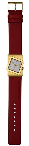 Rolf Cremer Turn S Armbanduhr in Rot, Edelstahlgehäuse, Saphirglas, Quadratisch 23mm x 23mm, Lederarmband, Quarzwerk, Wasserdicht 3 Bar, Modell 507716