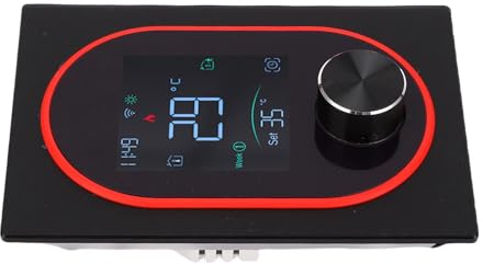Jiawu WiFi Smart Knob Thermostat with LED Display, Adjustable Light Colors, Manual & Programmable Modes, for Home Room Heating (Black)