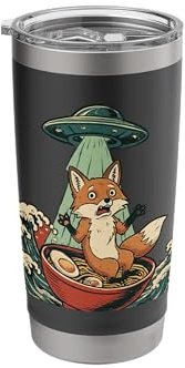 Japanese Fox Noodles UFO Alien Ramen Japanese Culture Otaku Stainless Steel Insulated Tumbler