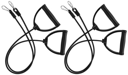 OFFIGAM 4pezzi Bande di Resistenza in Nylon con Maniglia per Allenamento Fitness, Corda Elastico Nera ad Alta Resistenza per Esercizi Completi e Stepper