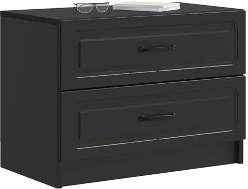 vidaXL Nachttisch Schwarz 62 x 34,5 x 44,5 cm Holzwerkstoff, Geräumiger Stauraum, Vintage Schlafzimmer-Deko, praktischer Nachttisch, stylischer Tisch für Dein Zimmer