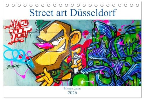 Street art Düsseldorf Michael Jaster (Tischkalender 2026 DIN A5 quer), CALVENDO Monatskalender: Bilder aus der Hall Of Fame in Düsseldorf-Eller zeigen ... Graffiti Künstler. (CALVENDO Orte)