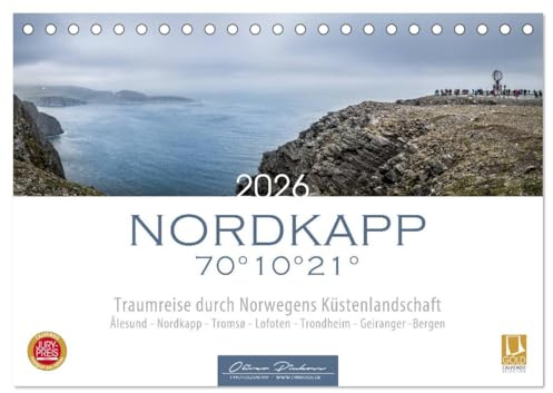 Nordkapp - Norwegens Küstenlandschaft (Tischkalender 2026 DIN A5 quer), CALVENDO Monatskalender: 12 eindrucksvolle Motive von Norwegens Küstenstädte und Landschaften. (CALVENDO Orte)