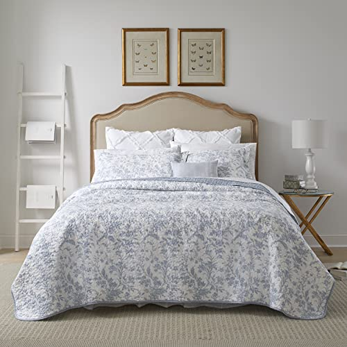 Laura Ashley Home – Amberley Collection – Bettwäsche-Set, 100% Baumwolle, atmungsaktiv und leicht, wendbar, vorgewaschen für zusätzliche Weichheit, Twin, Spa-Blau