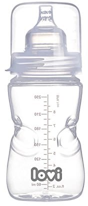 LOVI Babyflasche Selbststerilisierende, 3+ Monate, Stört nicht den Saugreflex des Kindes, BPA frei, 250ml