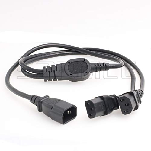 SZRMCC USV PDU Server Y Splitter Netzkabel IEC320 C14 bis 3 x C13 10A 250V Verlängerungskabel (2xC13 1m)
