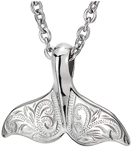 COOLSTEELANDBEYOND Herren Damen Wal Delfine Schwanz Walflosse Anhänger Edelstahlkette mit Filigran Wirbel Muster, 51cm Seil-Kette