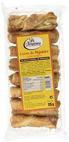 CAMPESINA Lazos HOJALDRE SIN AZUCAR 115 GR, Negro, Estandar