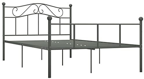 vidaXL Bettgestell Bett Metallbett Schlafzimmerbett Doppelbett Bettrahmen Schlafzimmermöbel Ehebett Lattenrost Grau Metall 120x200cm