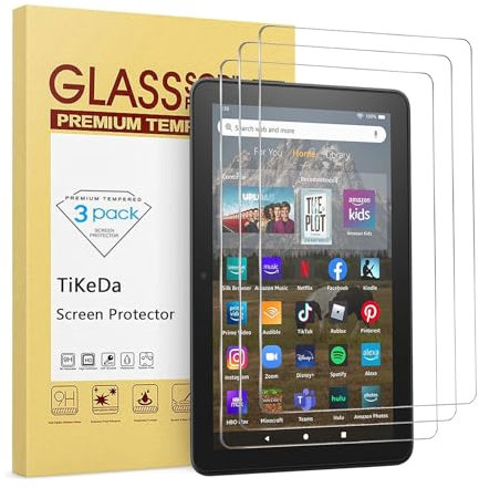 Displayschutzfolie für brandneues Fire HD 8/HD8 Plus (2020 Version), gehärtetes Glas, HD/9H Härte, High Definition, klar, 3 Stück