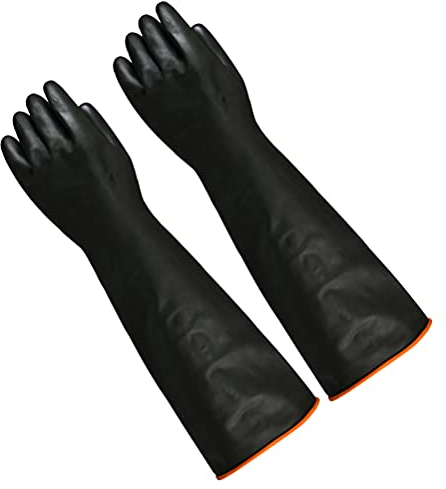DODUOS Arbeitshandschuhe Handschuhe Säurefest Chemikalien Naturgummilatex Gummihandschuhe Lang Industrie Anti Chemische Säure Alkali - 55cm & Schwarz