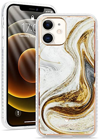 Micoden for iPhone 12/12 Pro Case Cute Marble Girls Women Ultra Thin Glossy Cool Design Silicone Shockproof Bumper Protective Phone Case-Yellow