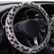 Leopard Lenkradbezug,MoreChioce Universal Auto Plüsch Lenkradhülle Winter Lenkradschoner Warm Rutschfeste Lenkradbezug Teleskop Lenkradabdeckung Bequem Lenkradschutz für 14-15,5 Zoll Lenkrad,Grau