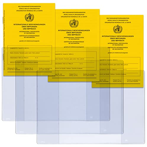 welsberg SET 3x Impfpass und 3x Ausweishülle - Schutzhülle transparent für Internationale Bescheinigung über Impfungen und Impfbuch