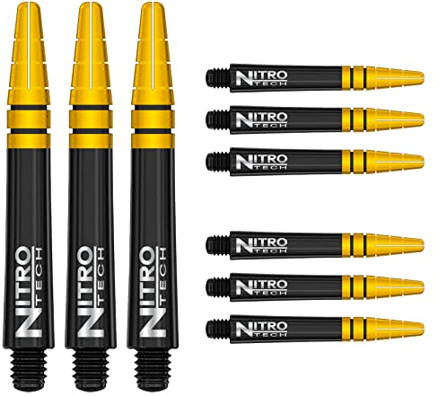 RED DRAGON Nitrotech Kurz Schäfte - Schwarz und Gold - 2 Sets pro Packung (6 Wellen in total)