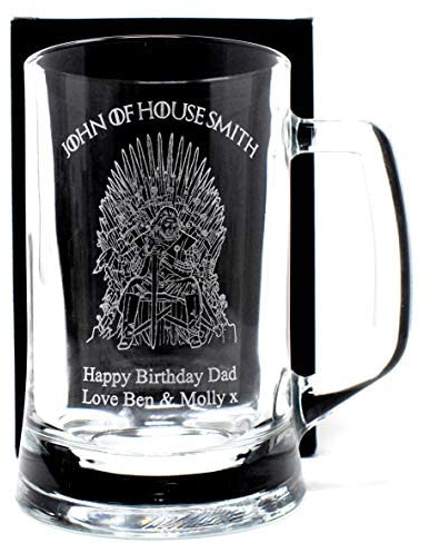Regalo Personalised Engraved Pint Glass Tankard - Games of Thrones House Design (Cardboard Gift Box)
