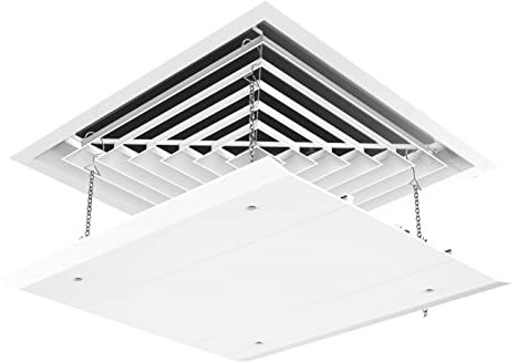 YWZQY Height Adjustable Square Air Conditioning Vent Cover Prevent The Cold Air from Blowing Straight, Air Vent Deflector for Office Ceiling AC Vents (Color : White, Size : 60x60cm)