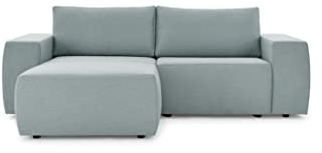 LOOKS by Wolfgang Joop Looks II Designer Ecksofa, Eckcouch, beidseitig montierbar, Polstersofa, eisblau, 242x160x70 cm