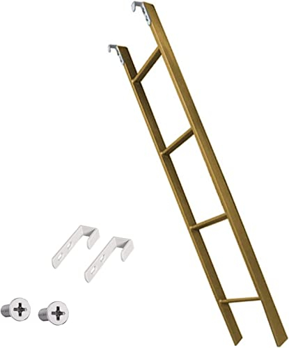 Tritthocker Metall-Etagenleiter Für Hochbett 1,5 1,6 1,7 M, Hochbettleiter Ersatz Mit Haken, Schlafsaal Twin Bed Leiter 3/4/5/6 Stufen (Color : Gold, Size : 1.55m/61 Inch)