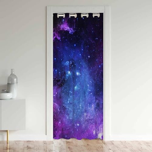 Galaxy Doorway Tende Privacy Spazio Esterno Nebulosa Armadio Tenda Porta per Camera da Letto Viola Blu Universo 30% -50% Oscuranti Copertura Della Porta Tende Tenda Finestra Tenda 1 Pannello 86 x 203