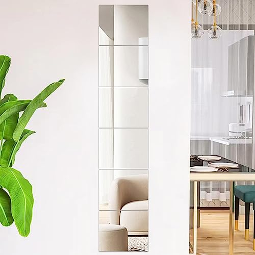 Supernic Mirrors Tiles Self-adhesive Mirror Glass MirrorTiles Wall MirrorSquare Wall Mounted Mirror Full Body Sticker Sheets for Bedroom Bathroom Living Room Gym (6, 30 * 30)