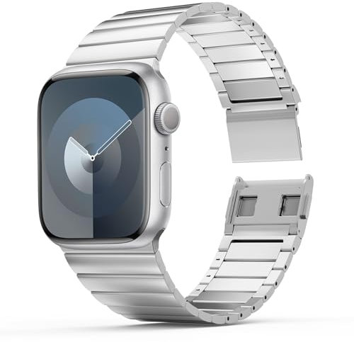 LULULOOK Magnetisch Armband Kompatibel mit Apple Watch Armband 42mm 41mm 40mm 38mm, Prämie 316L Edelstahl Metal Ersatzarmbänder für iWatch Serie 10 9 8 7 SE 6 5 4 3 2 1 (Silber)
