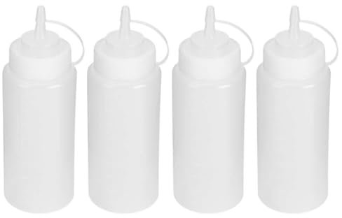 GEERYZHE 6Pcs 480ml Tomato Sauce Squeeze Bottle, Transparent Squeezy Sauce Bottles Squeeze Dispensers Kitchen Supplies for Salad Dressing Barbecue Sauce