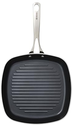 Kyocera Poêle en céramique, poêle à griller avec revêtement antiadhésif en céramique, 26 cm, sans PFAS/PTFE, poignée en acier inoxydable, convient à tous types de cuisinières, CGP-10
