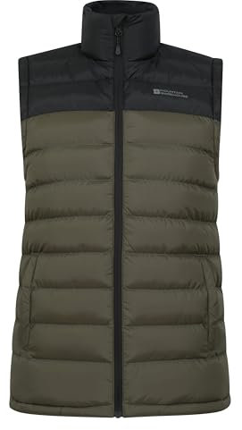 Mountain Warehouse Seasons Mens Padded Gilet - Water Resistant Gilet, Body Warmer, Lightweight Jacket, Easy to Store Coat - For Spring Summer Travelling, Walking Khaki XS